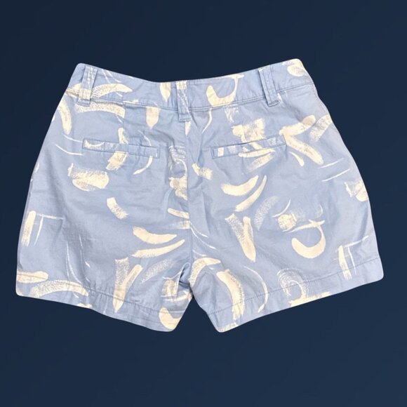 Light Blue & White High-Rise Pleated Shorts with Tie Belt, Size 4, 2 Pockets, Co - Picture 2 of 11